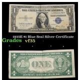 1935E $1 Blue Seal Silver Certificate Grades vf++