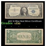 1957 $1 Blue Seal Silver Certificate Grades vf++