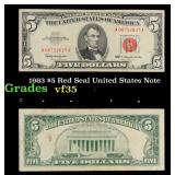 1963 $5 Red Seal United States Note Grades vf++