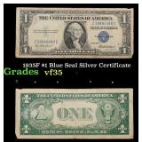 1935F $1 Blue Seal Silver Certificate Grades vf++