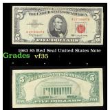 1963 $5 Red Seal United States Note Grades vf++