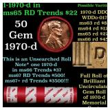 BU Shotgun Lincoln 1c roll, 1970-d 50 pcs Dunbar W