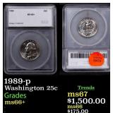 1989-p Washington Quarter 25c ms66+ SEGS