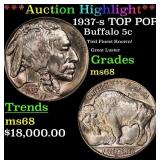 *Highlight* 1937-s Buffalo Nickel TOP POP! 5c ms68