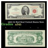 1963 $2 Red Seal United States Note Grades xf+