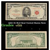 1963 $5 Red Seal United States Note Grades vf++