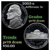 2003-s Proof Jefferson Nickel 5c pr70 dcam SEGS