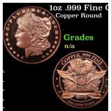 1oz .999 Fine Copper Bullion Round - Morgan Dollar