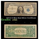 1957A $1 Blue Seal Silver Certificate Grades vf+
