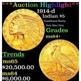 *Highlight* 1914-d Gold Indian Half Eagle $5 Choic
