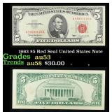 1963 $5 Red Seal United States Note Grades Select