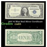 1957 $1 Blue Seal Silver Certificate Grades Gem CU