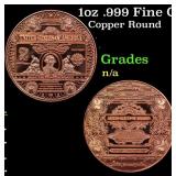 1oz .999 Fine Copper Bullion Round - Silver Certif