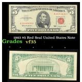 1963 $5 Red Seal United States Note Grades vf++