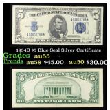 1934D $5 Blue Seal Silver Certificate Grades Choic