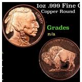 1oz .999 Fine Copper Bullion Round - Buffalo Nicke