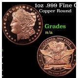 1oz .999 Fine Copper Bullion Round - Morgan Dollar