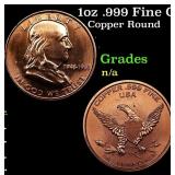 1oz .999 Fine Copper Bullion Round - Franklin Half