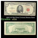 1963 $5 Red Seal United States Note Grades vf++