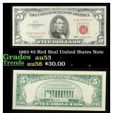 1963 $5 Red Seal United States Note Grades Select