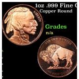 1oz .999 Fine Copper Bullion Round - Buffalo Nicke