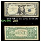 1957B $1 Blue Seal Silver Certificate Grades vf+