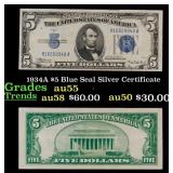 1934A $5 Blue Seal Silver Certificate Grades Choic