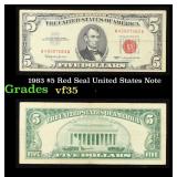 1963 $5 Red Seal United States Note Grades vf++