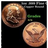1oz .999 Fine Copper Bullion Round - Franklin Half