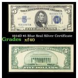 1934D $5 Blue Seal Silver Certificate Grades xf