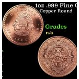 1oz .999 Fine Copper Bullion Round - Aztec Calenda