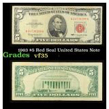 1963 $5 Red Seal United States Note Grades vf++