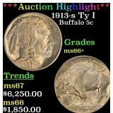 *Highlight* 1913-s Ty I Buffalo Nickel 5c ms66+ SE