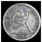 Lot Of 4 Coins. 1891 Seated Liberty Dime 10c