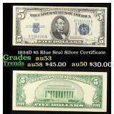 1934D $5 Blue Seal Silver Certificate Grades Selec