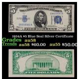1934A $5 Blue Seal Silver Certificate Grades Choic