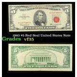 1963 $5 Red Seal United States Note Grades vf++