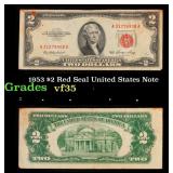 1953 $2 Red Seal United States Note Grades vf++
