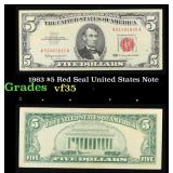 1963 $5 Red Seal United States Note Grades vf++