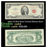 1963 $2 Red Seal United States Note Grades Choice