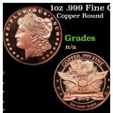 1oz .999 Fine Copper Bullion Round - Morgan Dollar