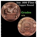 1oz .999 Fine Copper Bullion Round - Silver Certif