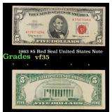 1963 $5 Red Seal United States Note Grades vf++