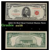 1963 $5 Red Seal United States Note Grades Choice