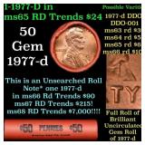 BU Shotgun Lincoln 1c roll, 1977-d 50 pcs Bank Wra