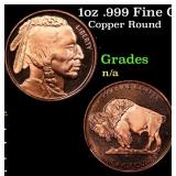 1oz .999 Fine Copper Bullion Round - Buffalo Nicke