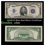 1934D $5 Blue Seal Silver Certificate Grades vf++