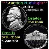 1975-s Proof Jefferson Nickel 5c pr70 dcam SEGS