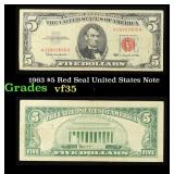 1963 $5 Red Seal United States Note Grades vf++