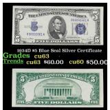 1934D $5 Blue Seal Silver Certificate Grades Selec